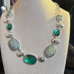 Malachite and Opal and Silver Necklace